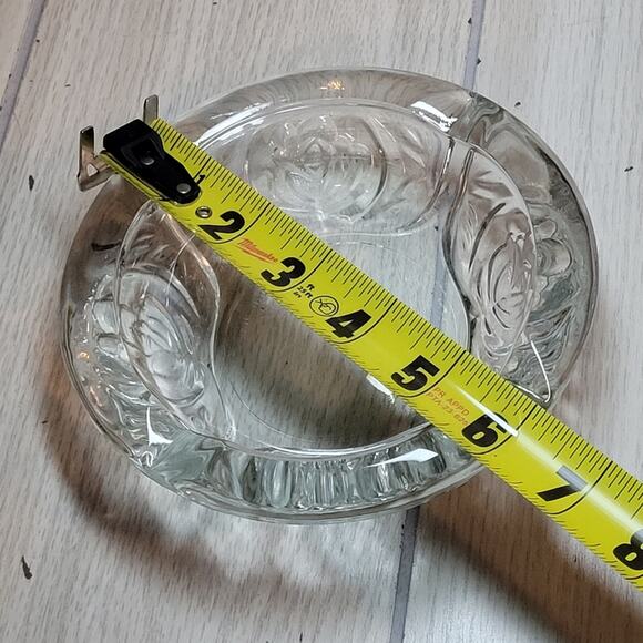 Vintage Pressed Heavy Frosted Glass Ashtray Indonesia Jewlery Catch All Dish - Picture 6 of 6